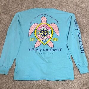 Simply Southern Aqua Shirt with Vibrant Turtle Design